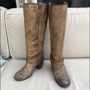Brown Leather Biker Style Boots